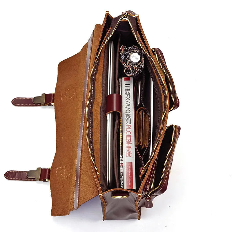 Luufan Aktentasche Rindsleder Business - 16 Zoll, 40x30x10cm
