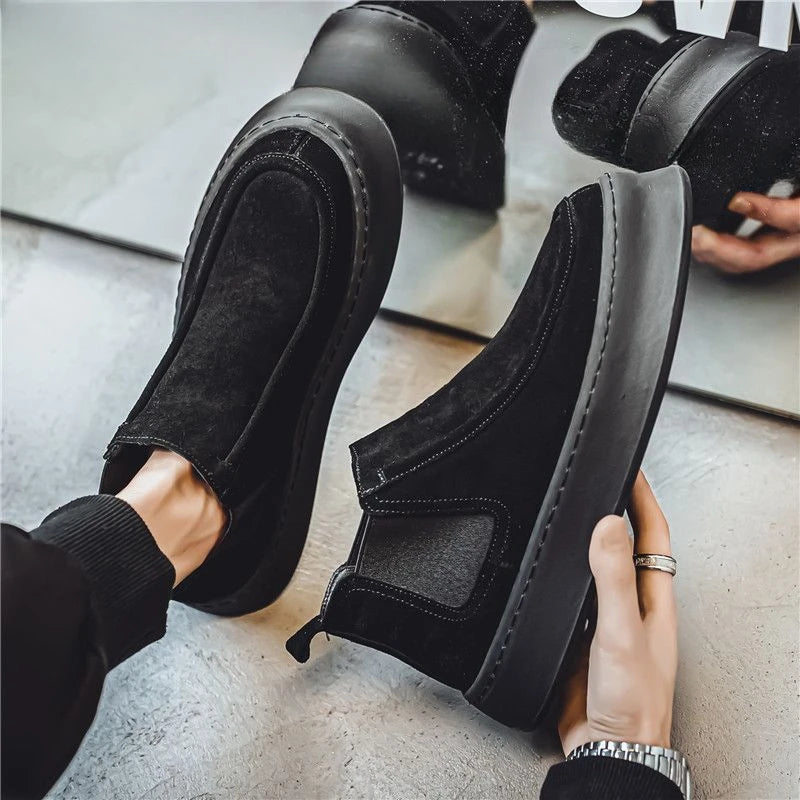 Ghete Chelsea Shangkaka cu platformă, croială înaltă - Mărimea 44, Înălțimea tocului 2 cm, Înălțimea gleznei