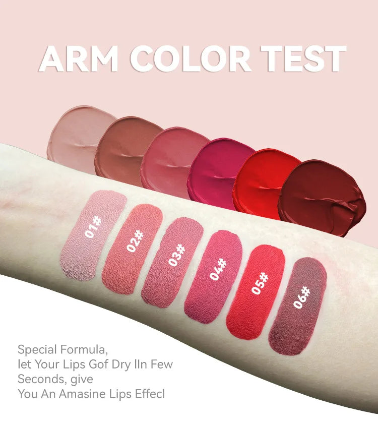 Pudaier Lipgloss Wasserdicht Langanhaltend - 6 Farben 6ml