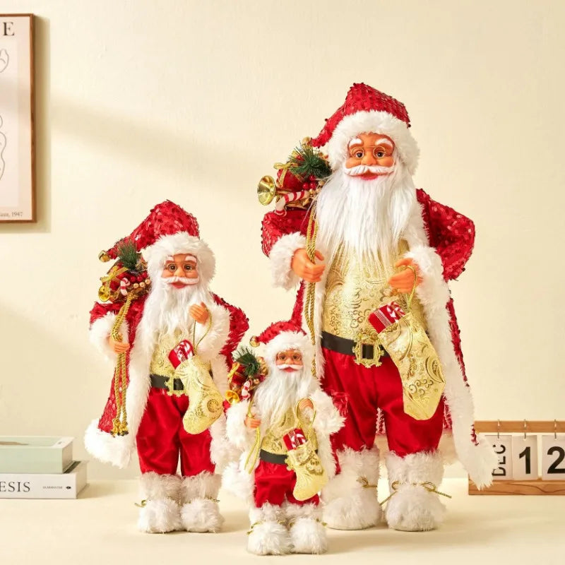 60cm Large Santa Claus Merry Christmas Decorations for Home Happy New Year 2023 Fabric Knitting Clothes Doll Window Decor