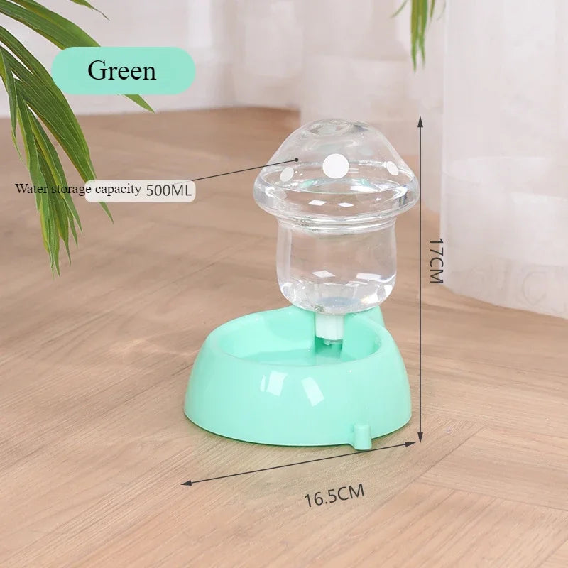 Cat Pet Automatic Feeder Water Dispenser Cute Mushroom Large Capacity Food Container Anti Spill Pet Bowl Water Storage supplies