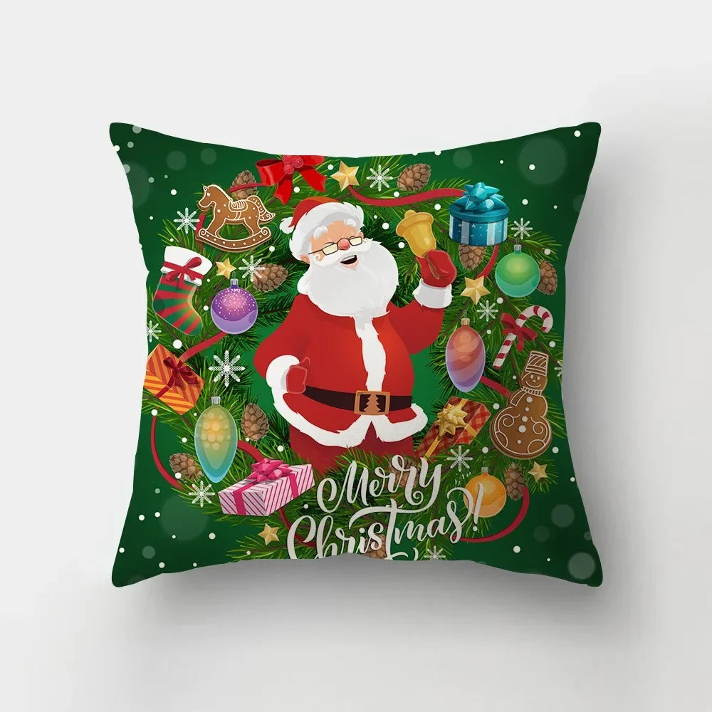 Christmas red theme throw pillow cover with short plush print living room sofa decoration cushion cover pillow covers decorative