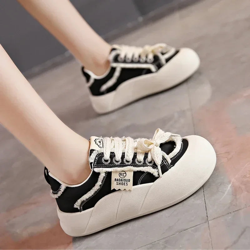 Women Flat New Wave Platform Sneakers Female Autumn New Round Toe Mixed Colors Women Casual Shoes Comfortable Breathable Loafers