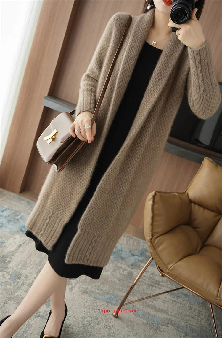 Yipn.igacoyou Cardigan Strickjacke Locker - Länge 66 cm Größe S-XL