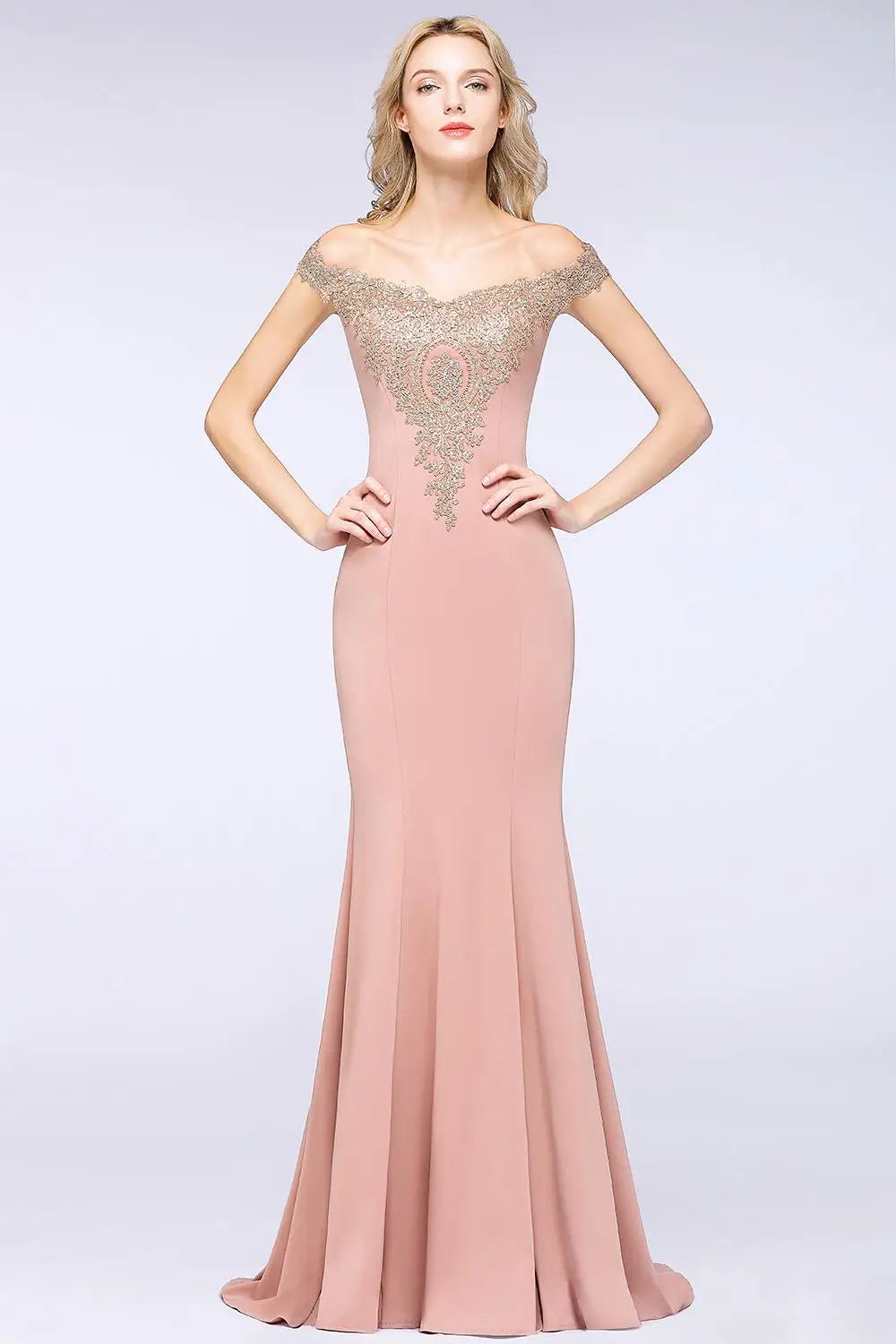 Women Mermaid Bridesmaid Dress For Wedding Party Long Lace Applique Off Shoulder Evening Prom Formal Gowns Floor Length Vestidos