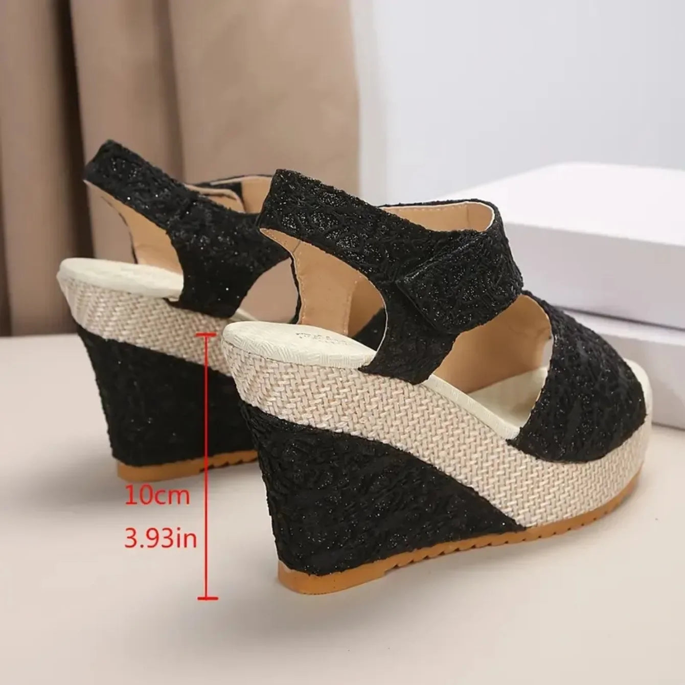 CNMR Damen Keilsandalen 2025 - Peep Toe Plateau Sandalen mit Absatz