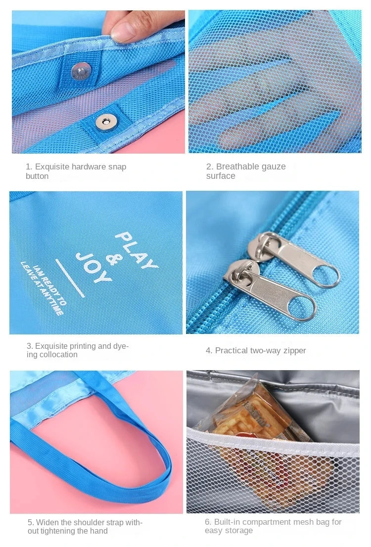 Women Swimming Beach Mesh Bag Ladies Shoulder Bag Large-capacity Travel Portable Storage Bag Multifunction Handbag