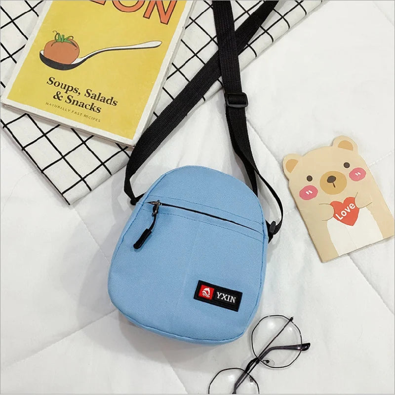 Female Crossbody Bag Ins Fashion Solid Color Zipper Mini Canvas Bag Vertical Square Messenger Waist Bags For Women Сумка Женская