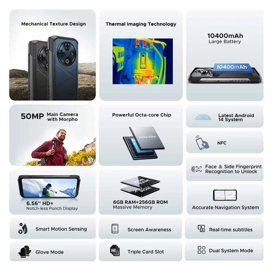 DOOGEE Fire 6 Wärmebildkamera - 10400 mAh Akku, 18 W, 6,56 Zoll