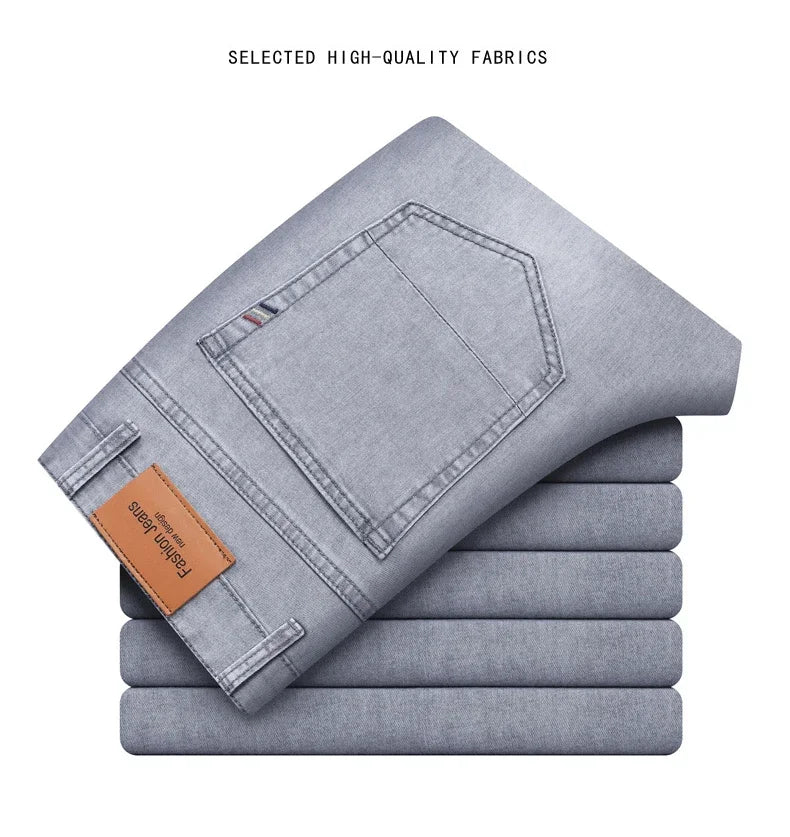 Sommer Slim Elastische Baumwolle Jeans - Gerade, Leicht