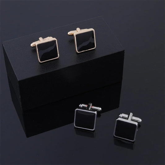 ClassicX Quadrat Manschettenknöpfe Schwarz - 2 Stück 15 mm