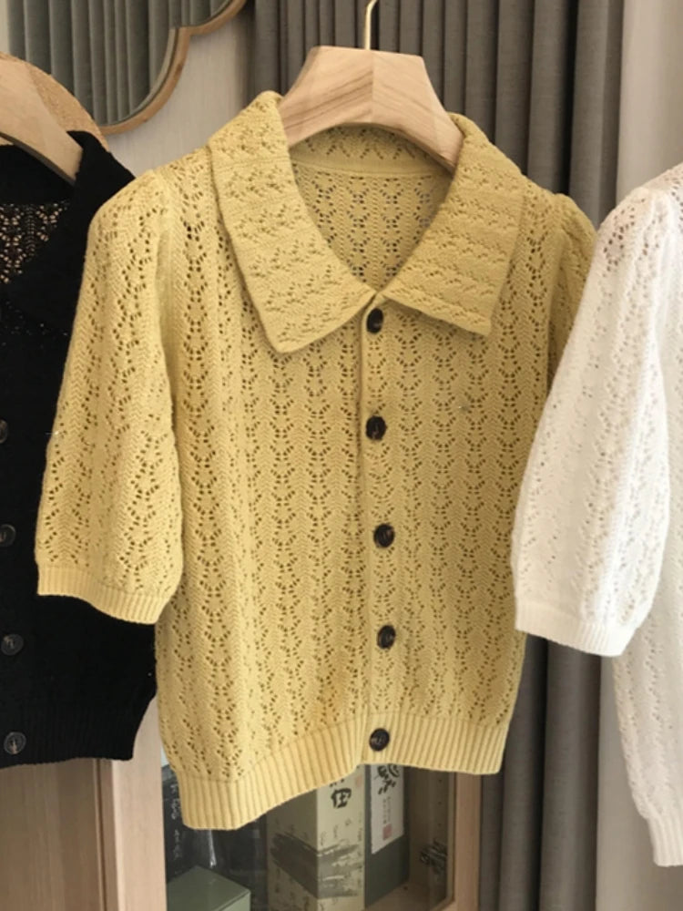 Goghvinci Cardigan Damen Lochmuster - Größe M, Stoffgewicht Mittel