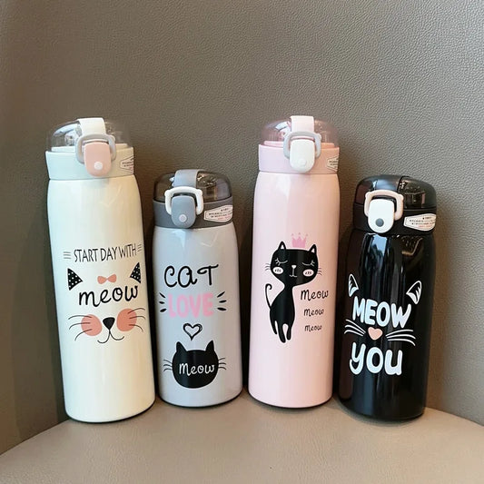 CREAWIND Cartoon Cat Vakuumflasche - Edelstahl 350/500ml