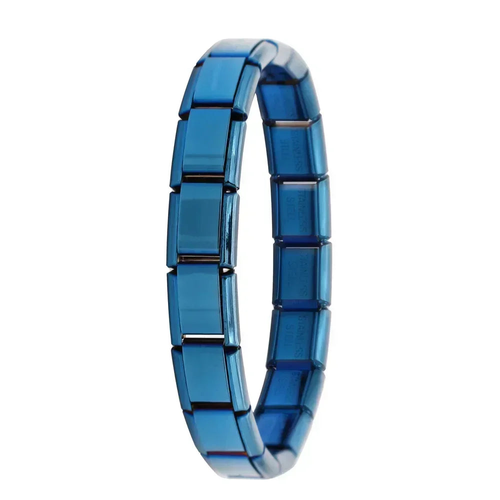 Hapiship Neue Damen Schmuck 9mm Breite Italienisch Elastisch Anhänger Armband Mode Edelstahl Armreif ST-