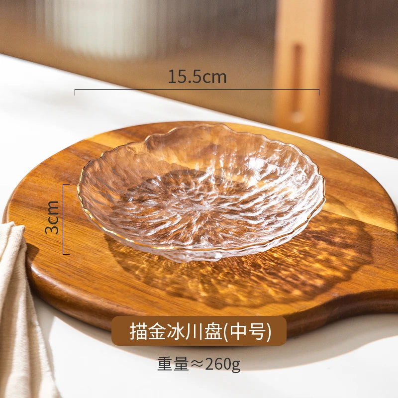 Luxus Glas Geschirr Set Haushalt Küche Zubehör Teller Und Schüssel Modern Hohe Beauty Dessert Schüssel Dim Sum Snack Teller