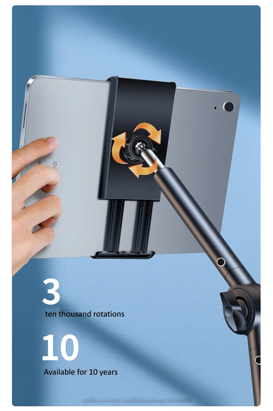 lamgool Tablet-Halterung 360° - Alu, langer Arm, 4–12,9