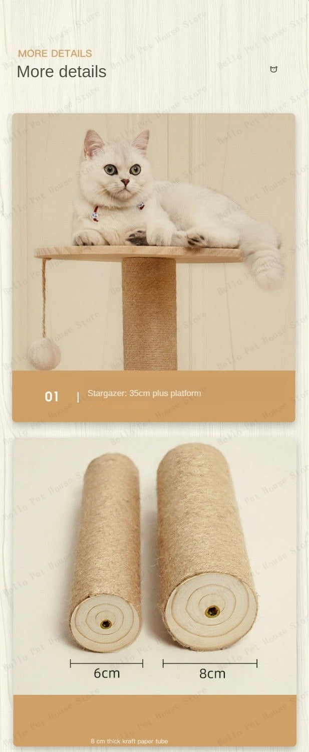 Massivholz Säule Multi-schicht Katzen Klettergerüst, Multifunktional Haustier Große Katzen Villa Mehrstöckig Katzen Baumhaus Klettern Spielzeug