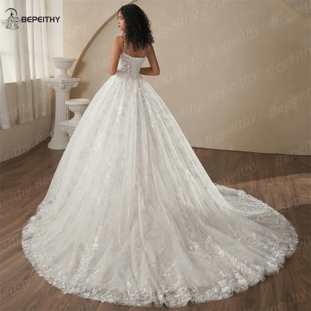 BEPEITHY Customisierte Glitter-Prinzessin-Elefanten-Wedding-Dresses-Für-Frauen-Sleeveless-Shinny-Lace-V-Neck-Bride-Ball-Bridal-Gown-2025