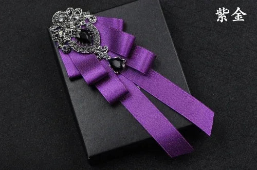 Fashion Handmade Bow Tie Wedding Collar Luxury Rhinestone Bowtie Necktie Brooch Pocket Towel Square Set Gift for Men Accessories