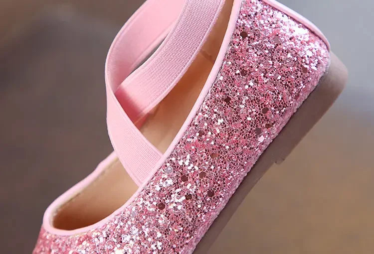 Mädchen Prinzessin Schuhe 2025 - Frühling Herbst Baby Weiche Sohle Tanz Ballet Flats - Rosa Bling Süße Schuhe 7-13J Größe 26-35