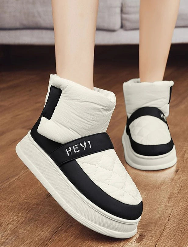 Ghete de zăpadă înalte cu platformă, impermeabile, Shangkaka, pentru bărbați - Înălțime medie a călcâiului, Înălțime toc 3-5 cm, Închidere cu velcro