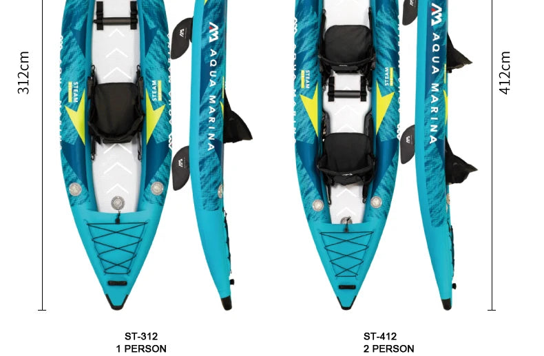 AQUA MARINA 1 2 person inflatable boat sport kayak model STEAM canoe pvc dinghy raft pump seat drop stitch floor laminated PVC