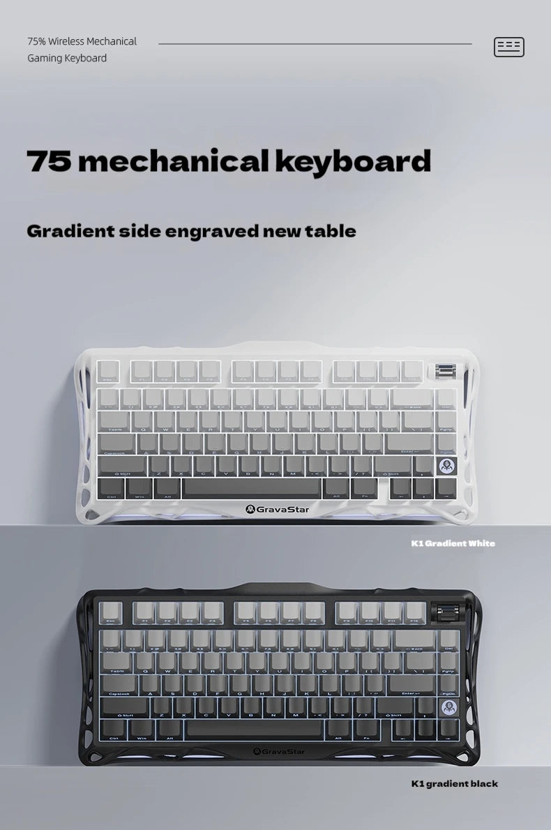 Gravastar 75k1 Mechanische Tastatur - RGB, BT, Alu, 2.4G