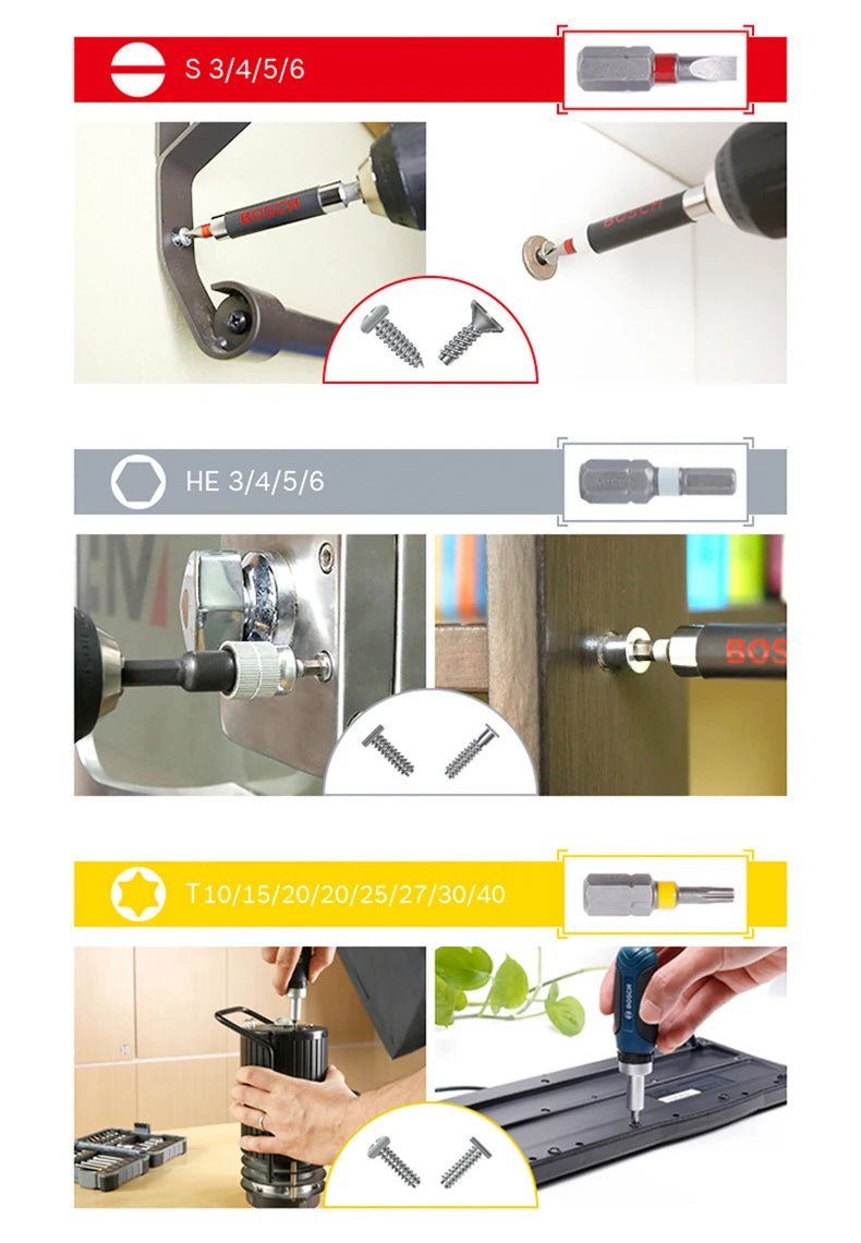 Bosch Screwdriver Bits 43 Pcs Rainbow Kit High Hardness Hand Drill Bit Screw 25Mm 75Mm Electric Screwdriver Bits for Power Tools