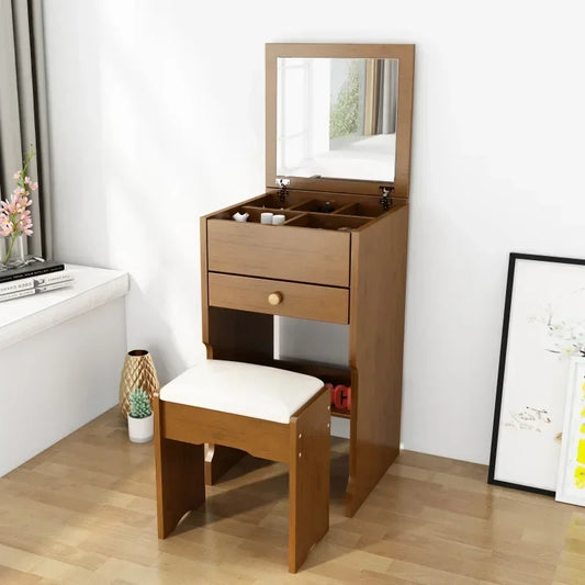 Einfach Makeup Schminktisch 2025 - Spiegel Hocker Schublade Aufbewahrung - Modern Frisierkommode Klein Schlafzimmer Tavolino Da Trucco Home Möbel