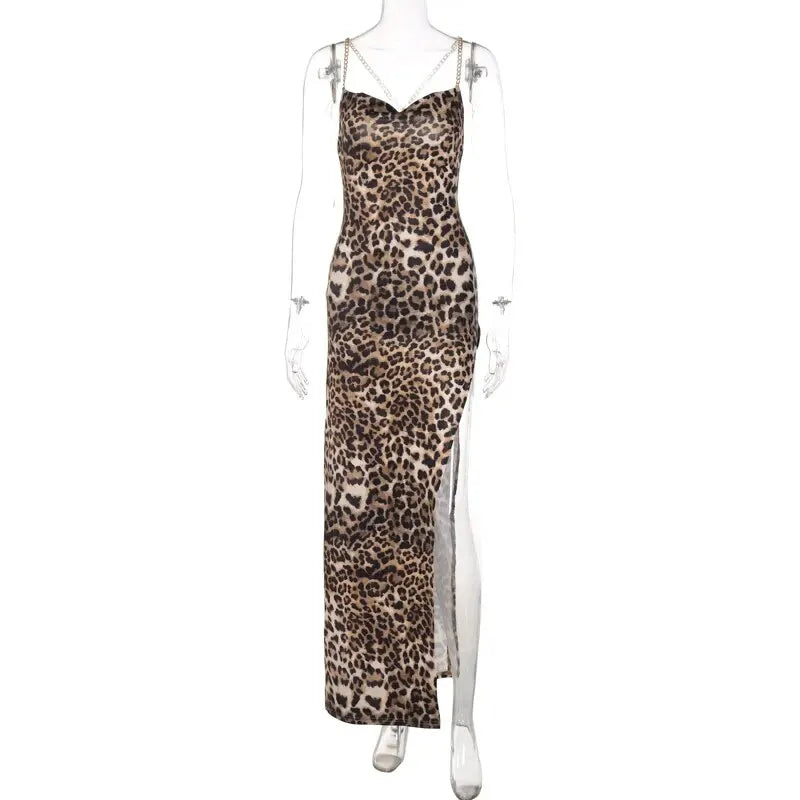 Hawthaw Women Sexy Party Club Evening Streetwear Bodycon Leopard Long Dress 2024 Summer Clothes Wholesale Items For Business