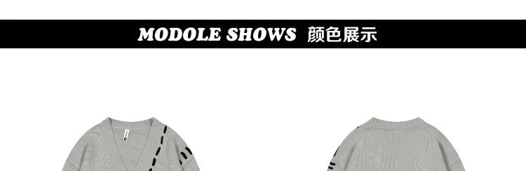 HANGJIACN Strickjacke Oversized Patchwork - Größe Oversized, Material Acryl, Patchwork Muster