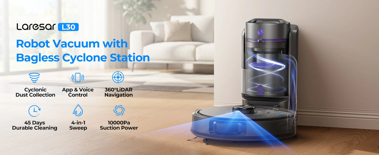 Laresar L30 Beutellos Zyklon-Saugkraft - Kapazität 300 ml, 10000 Pa