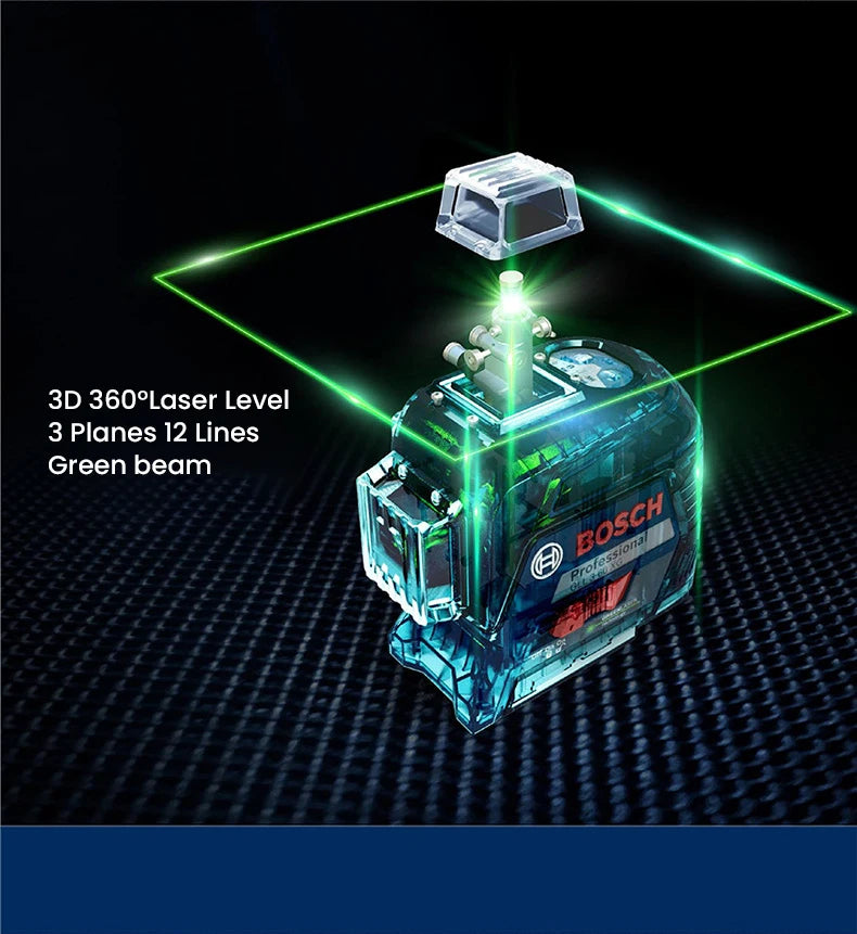 Bosch GLL 3-60 XG Laser Level 12 Lines Green 3D Level Self-Leveling 360 Horizontal & Vertical Cross 30m Powerful Measuring Tool
