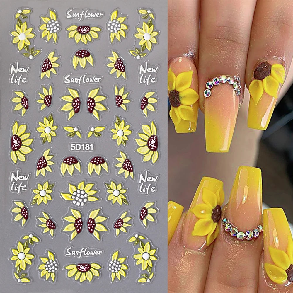 Choice 5D Sonnenblume Nailsticker - Selbstklebend 10x6cm