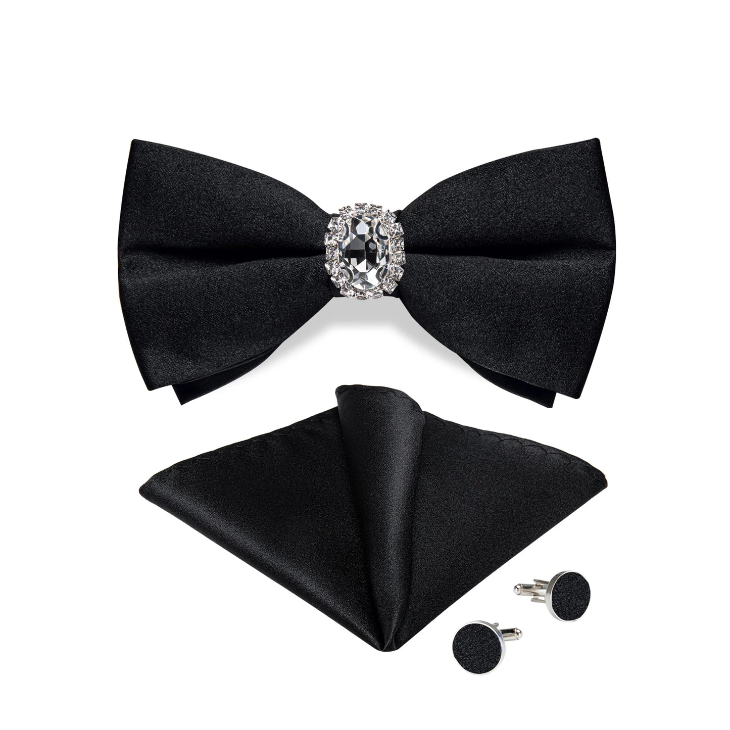Designer Men's Silk Bowties Pocket Square Cufflink Set for Man Wedding Pre-tied Bow Ties Fashion Butterfly Knot Business Bowties