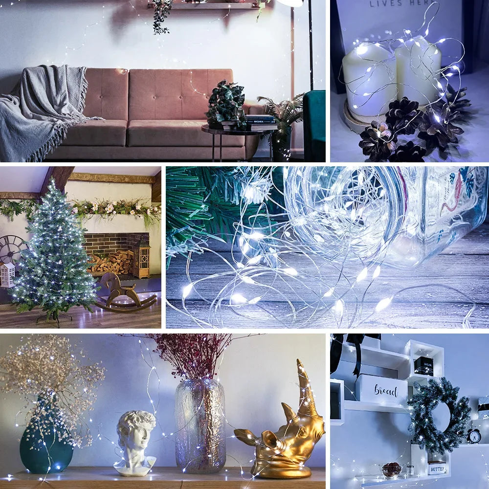 OKAL RED EAST Wasserdichte LED Kupferdraht - Länge 5-30 m, USB, 8 Modi