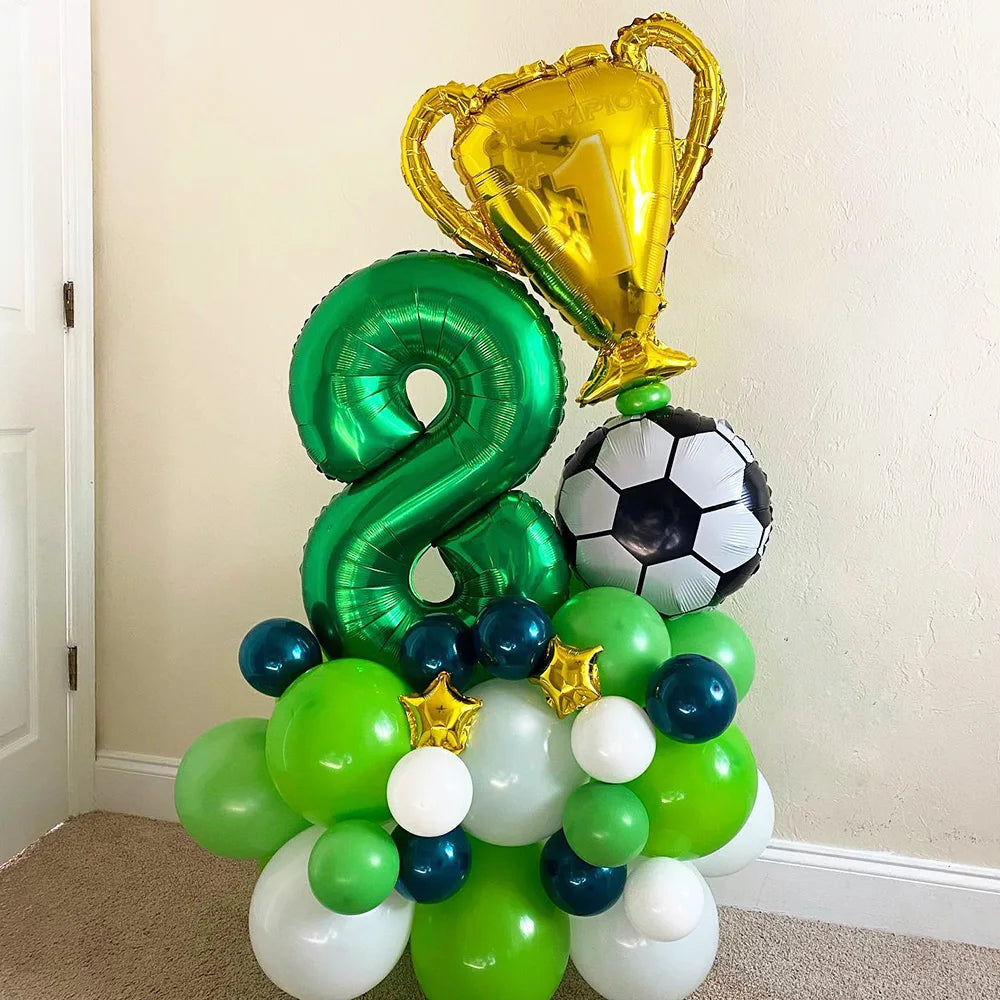 Baloane cu numere de fotbal 2025: Set folie verde 32" - Colecția Sports Party