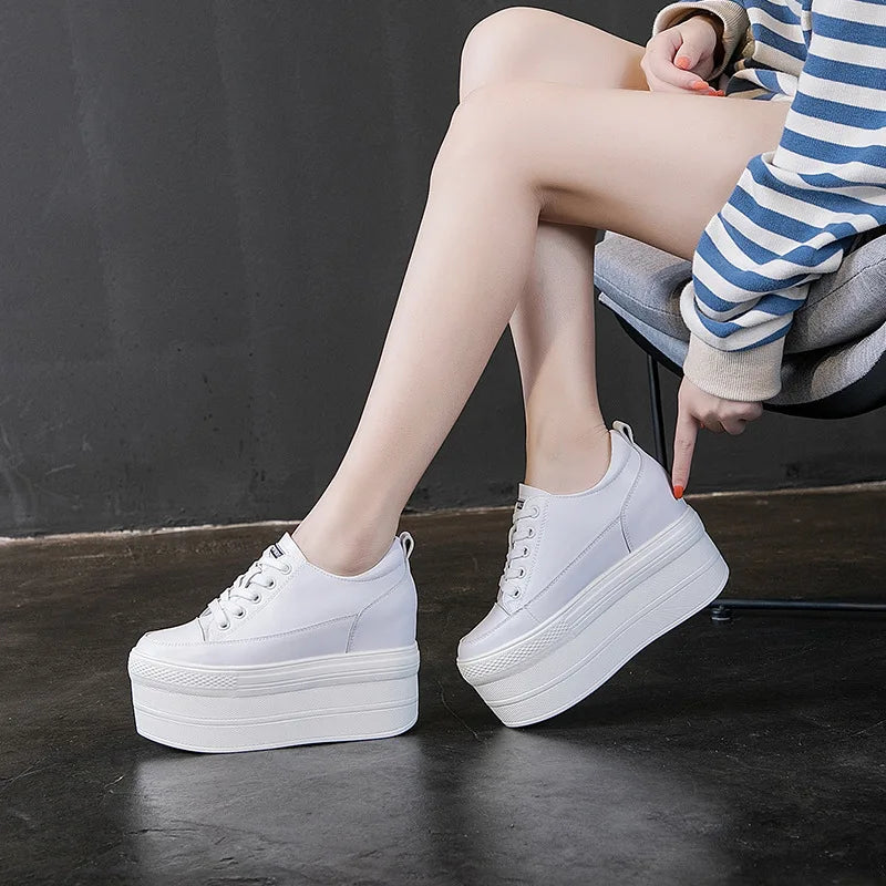 White Luxury Designer Sneakers On Platform Sports Shoes For Women  New Fashion Thick Bottom Wedding Shoes High Heel