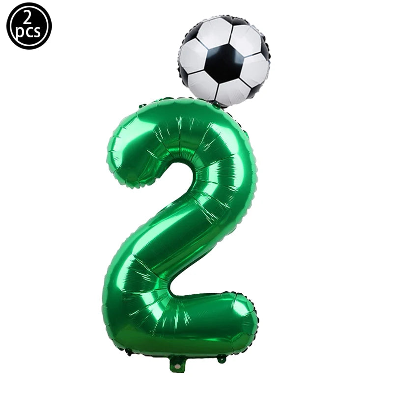 Baloane cu numere de fotbal 2025: Set folie verde 32" - Colecția Sports Party