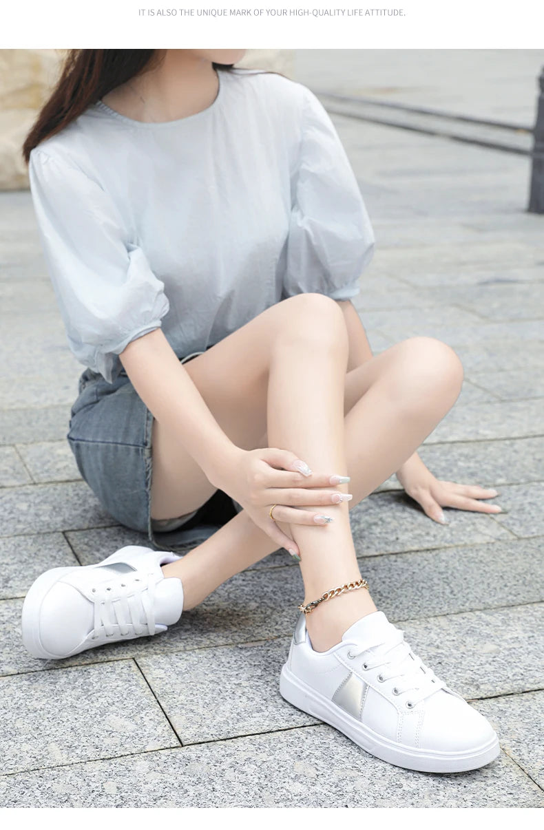 Men's and women's sneakers Casual Shoes Women's flats Lightweight leather breathable shoes Women's white sports walking shoes