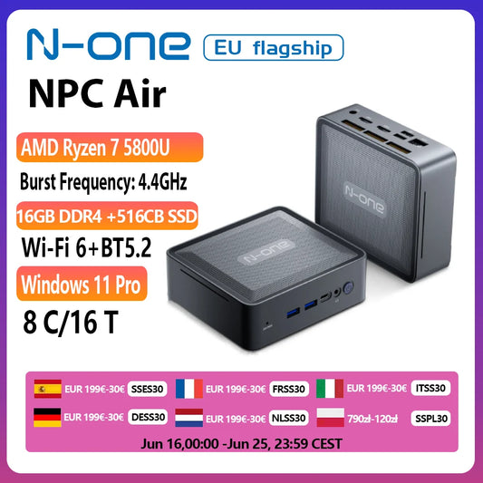 N-one AMD Ryzen 7 5800U Mini PC 16GB DDR4 512GB  SSD Micro Desktop Computer Dual-Band WiFi 6,Bluetooth 5.2 for Home/Office