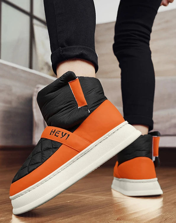 Ghete de zăpadă înalte cu platformă, impermeabile, Shangkaka, pentru bărbați - Înălțime medie a călcâiului, Înălțime toc 3-5 cm, Închidere cu velcro