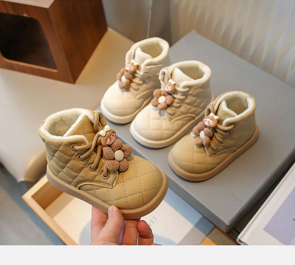 Winter Schneeschuhe für kleine Mädchen Trend Mode niedlichen karierten Mädchen Schneeschuhe Kunst pelz Baumwolle Schuhe Plüsch Mode Stiefel