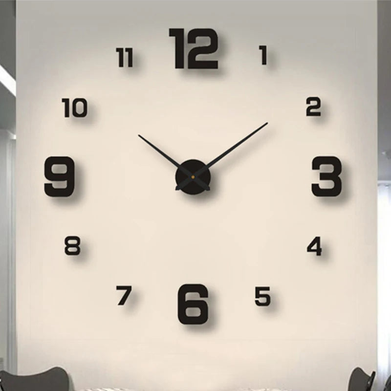 Combination 3D Spiegeluhr - Groß Selbstklebend Rahmenlos