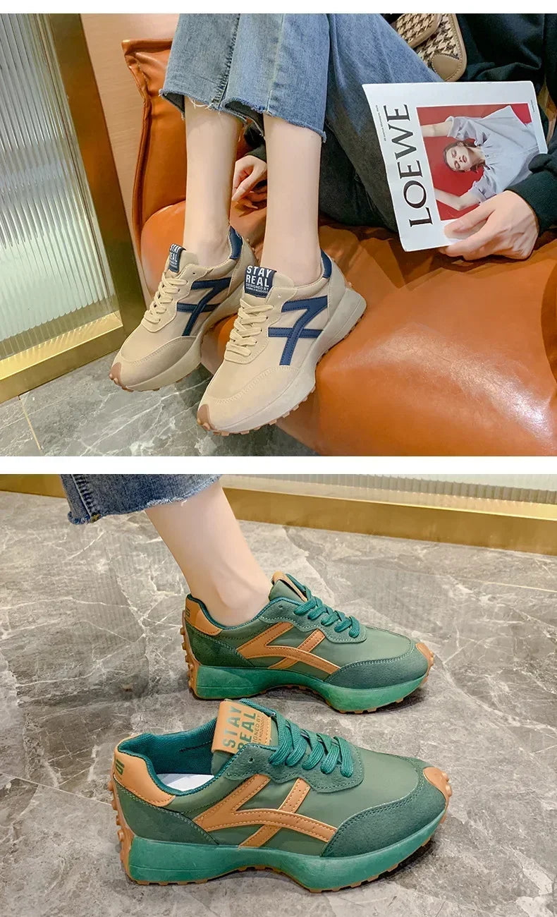 Women Sneakers Leather Luxury Platform Shoes New Fashion Leisure Light Anti-slip Green Running Shoe Fashion Designer Women Shoes