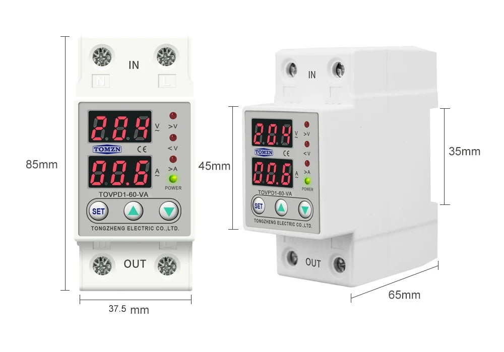 TOMZN TOVPD1-63 Einstellbarer Spannungsschutz - 60A 230V DIN