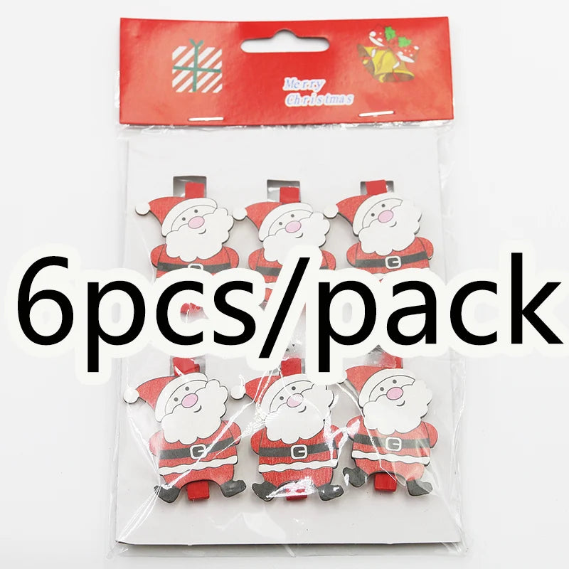 Homearound IA91-6pcs Weihnachts Holzclip - Größe 4,5 cm, Holz, 6 Stück