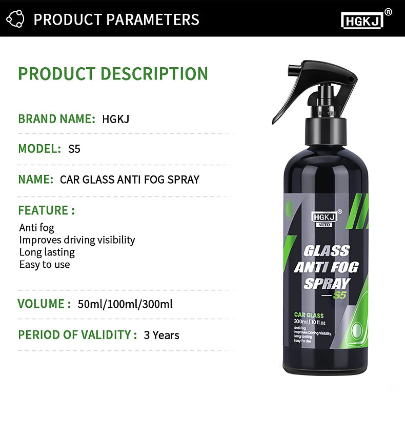 Car Window Anti Fog Spray Liquid Paint Care  Polishe Rainproof Anti-Fog Agent Water Car Care Windshield Glass Auto Accessory