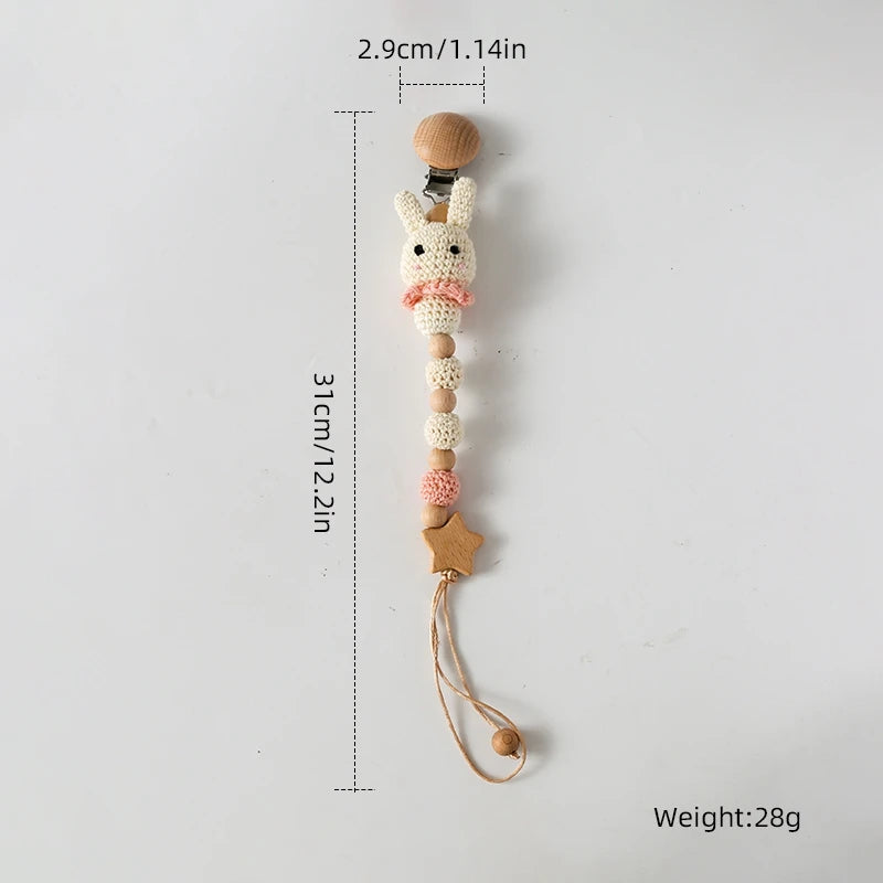 Baby Pacifier Chain Star Customizable Beads Wooden Pacifier Clips BPA Free Handmade Holder Chain Infant Nursing Teether Chain