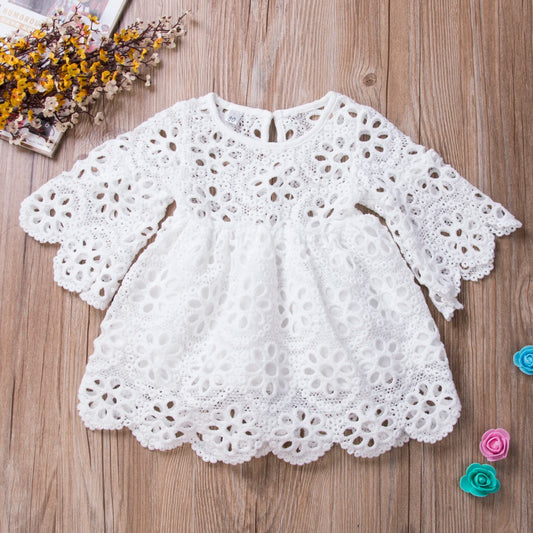Familie Mutter Tochter Passende Kleidung 2025 - Frauen Baby Mädchen Kleid Sommer Party - Hochzeit Prinzessin Weiß Ausgeschnitten Blumen Spitze Outfit